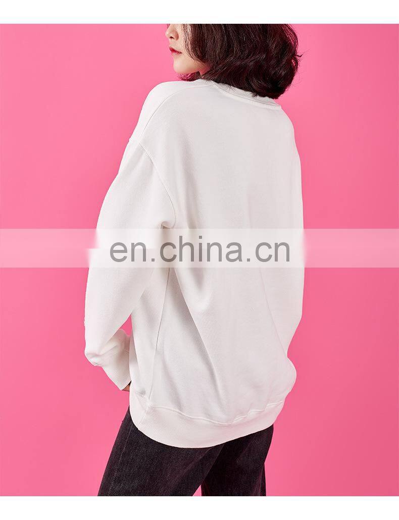 2021 autumn and winter new warm Korean round neck solid color fashion trend loose ladies pullover sweater