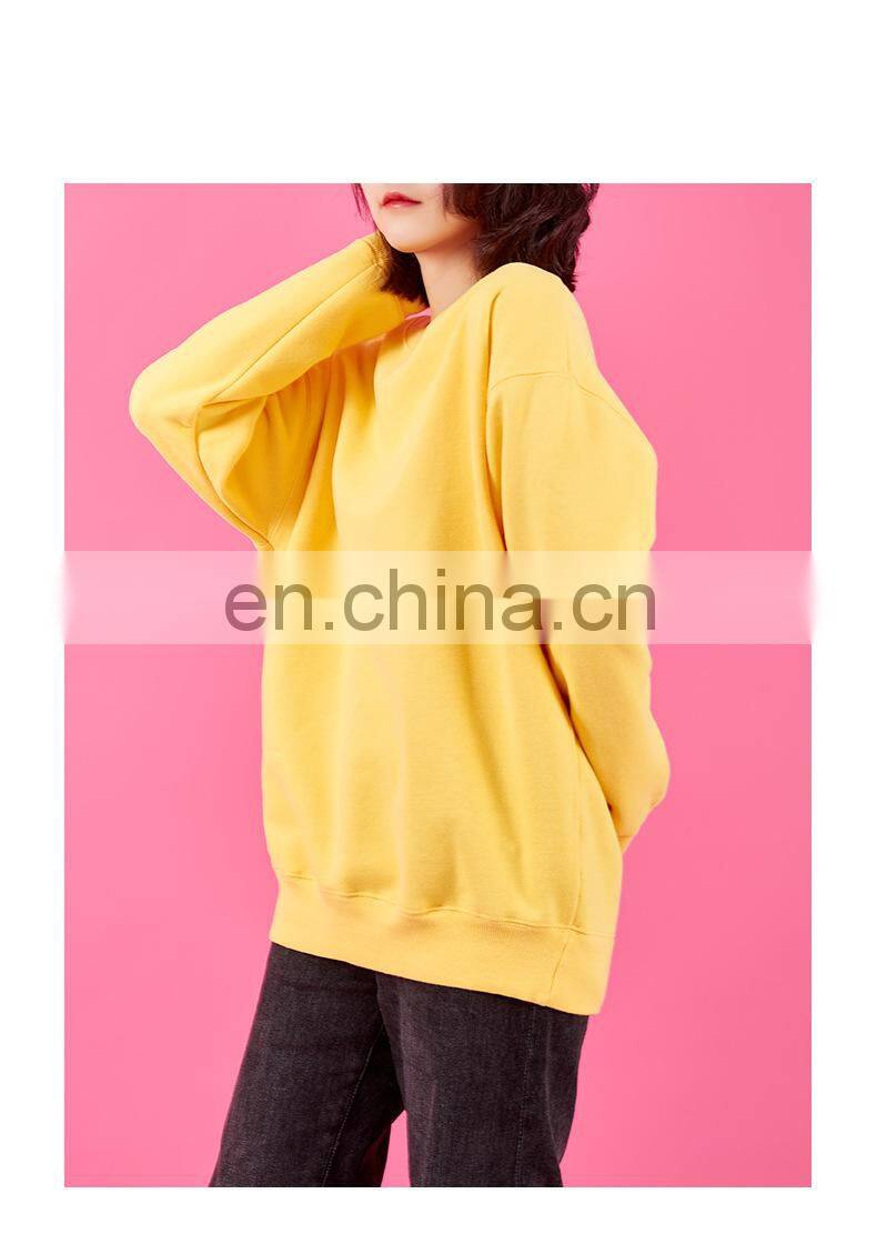 2021 autumn and winter new warm Korean round neck solid color fashion trend loose ladies pullover sweater