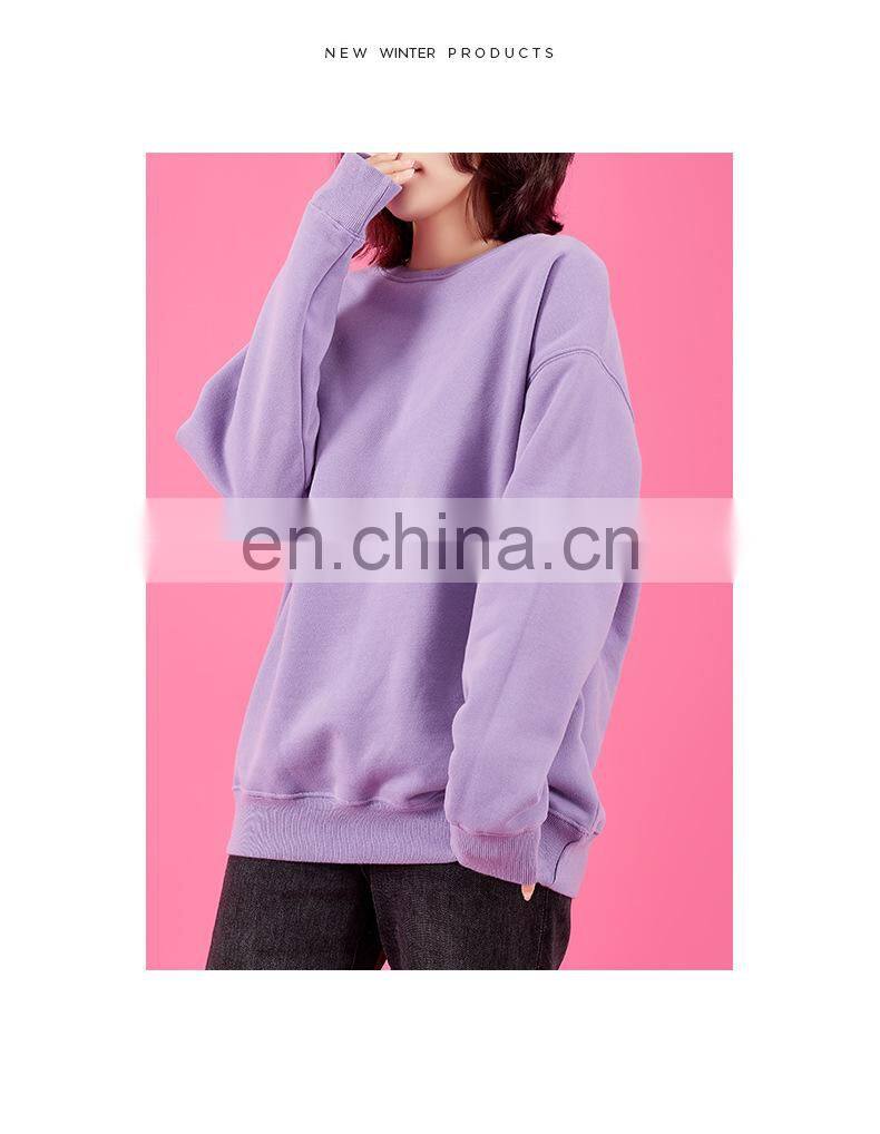 2021 autumn and winter new warm Korean round neck solid color fashion trend loose ladies pullover sweater
