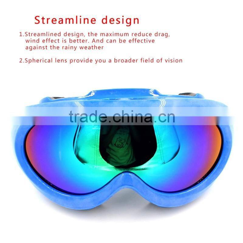 Black TPU frame PC dual anti fog lens snow goggles fashion sport racing ski glasses