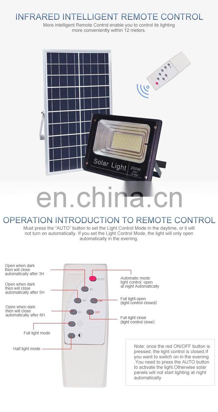 IP66 Outdoor Remote Control Reflector Solar LED Flood Light 100W