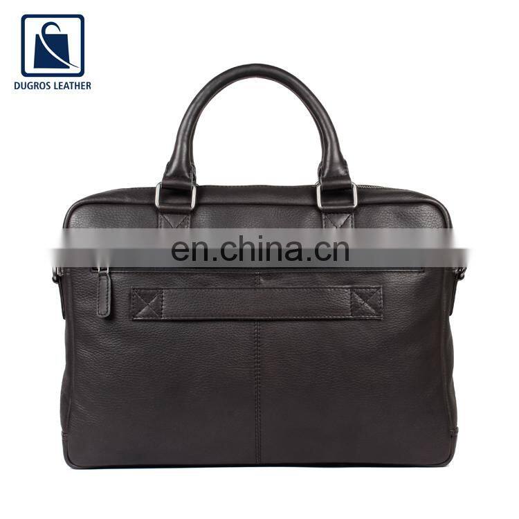 Fashion Style Elegant Design with Matching Stitching and Zip Closure Men Genuine Leather Laptop Bag