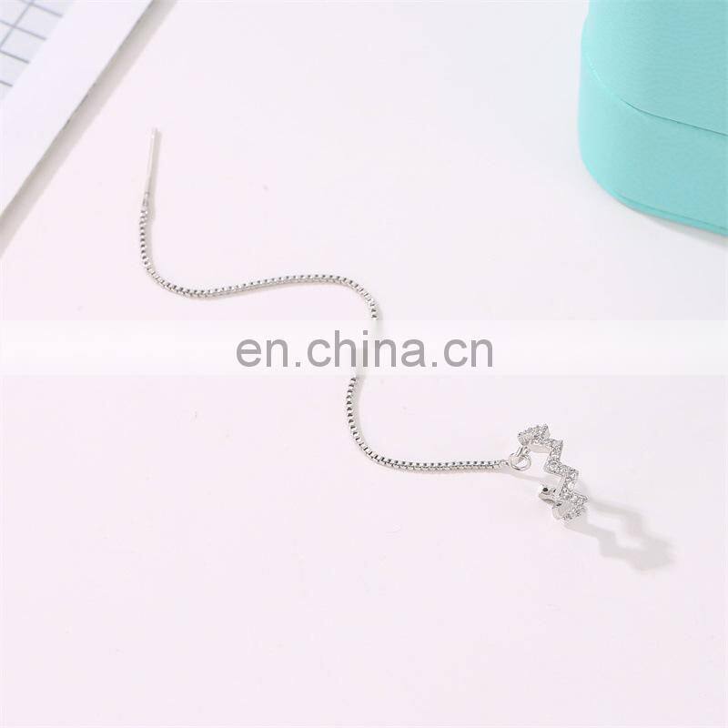 1PC Ear Clip Long Tassel Earrings for Women 2021 Zircon Ear Cuff Earring Ear Line Fashion Jewelry Gift