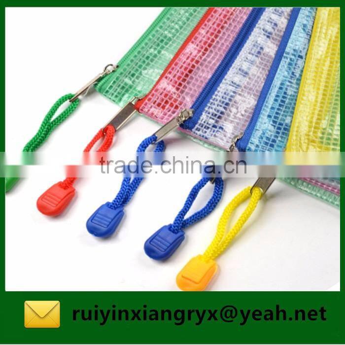 clear pvc gridding zipper document bag