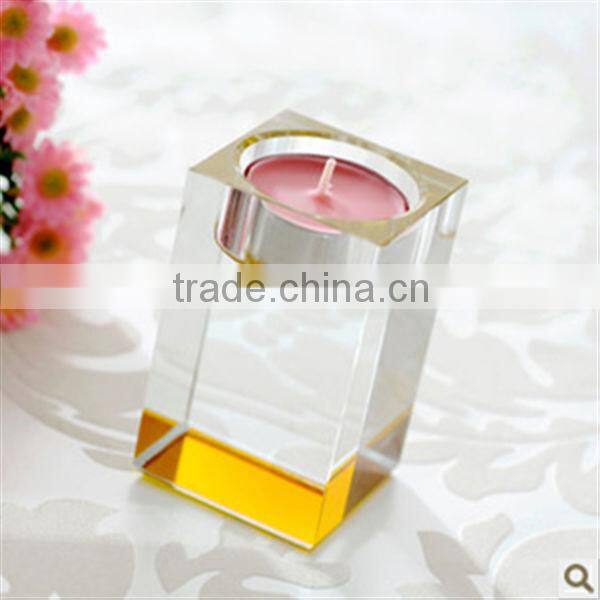 square glass candle holder with wax candle jar with painted color