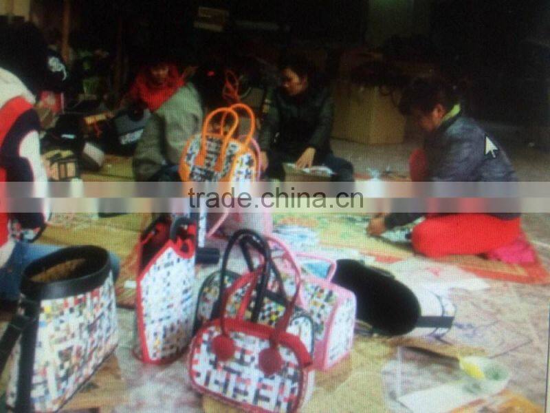 High quality best selling natural bamboo shopping bag covered by cotton with handles from vietnam