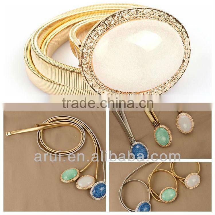 new products ladies waist chain solid gold chain white agate belly chain