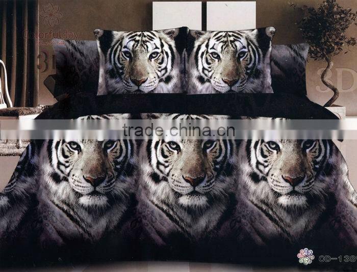 100% Polyester Disperse Printing Tiger Printed Bedding Set