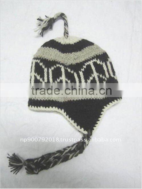 Hand Knitted Woolen Flower Hat