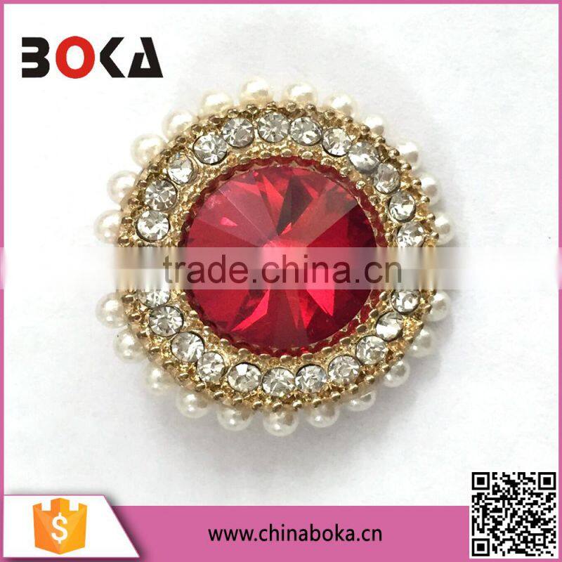 Red rhinestone diamond button