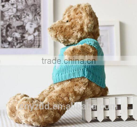 Wholesale Sitting High 27cm Teddy Bear/Plush Brown Teddy Bear Wearing Blue Sweater /Stuffed Toy Teddy Bear