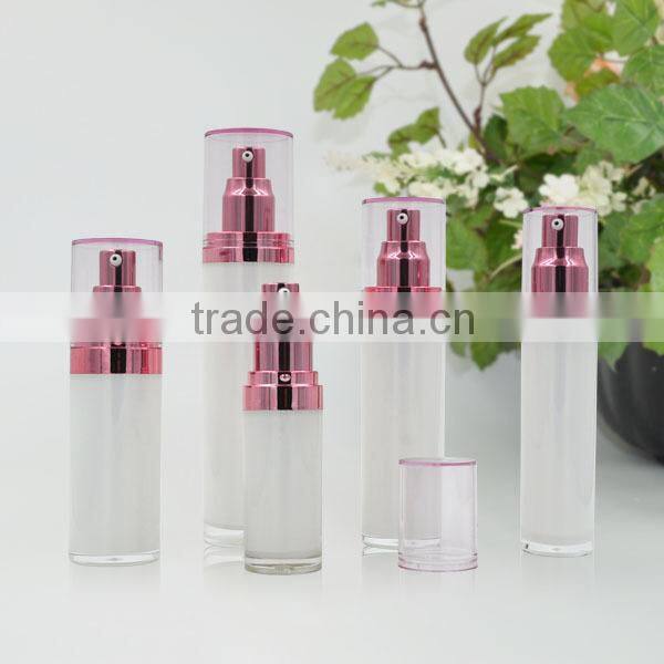 2015 Luxury Plastic Cosmetic Bottle with Aluminum Pump Top for Cosmetic Packaging