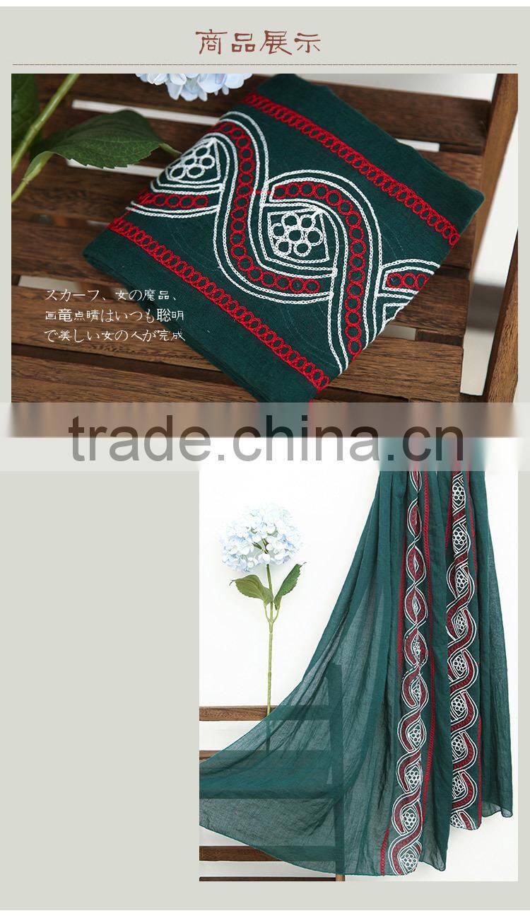 New Design Maxi Long Soft Viscose Embroidery Women Muslim Scarf