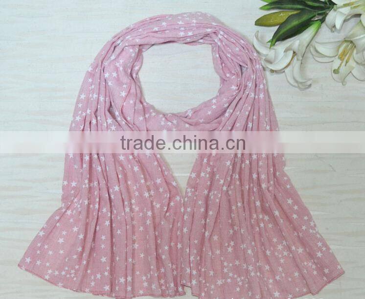 Wholesale Fall Winter Women Fashion Star Printed Cotton Rayon Scarf