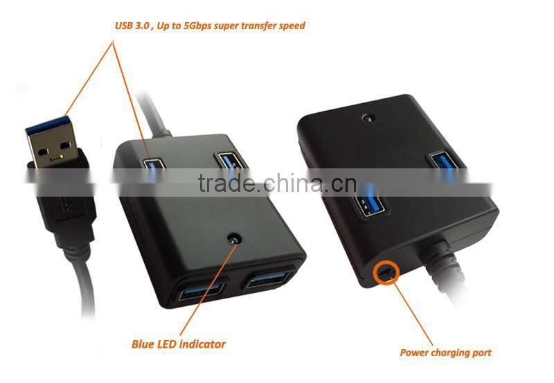 4-Port USB 3.0 Charging Hub Device with Wireeless or Wire Adaptor
