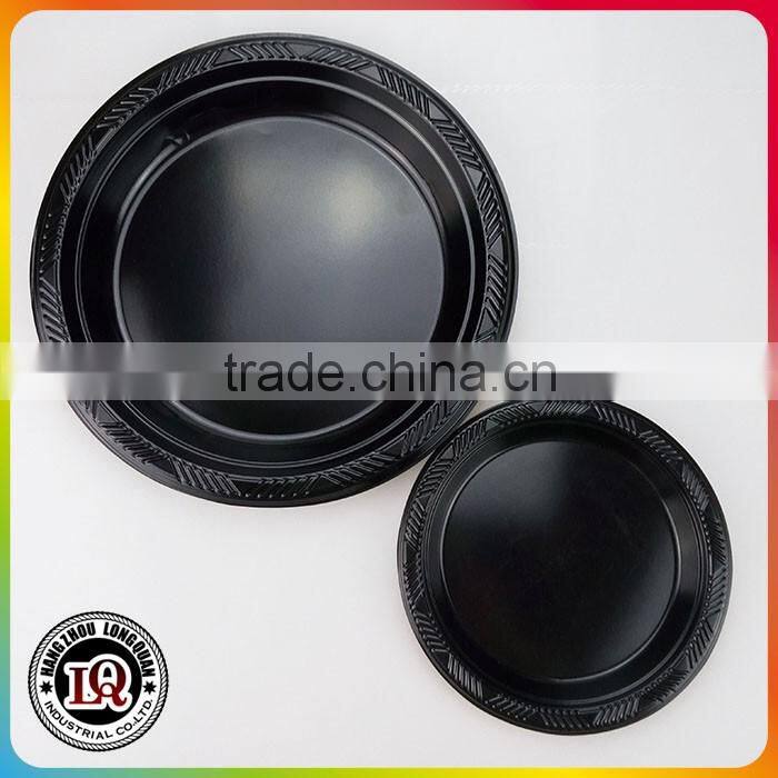 Disposable Round Black Banquet Plate With Special Rim