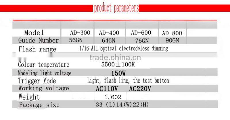 best sale 200W flash light advanced design shooting flash light black case lighting