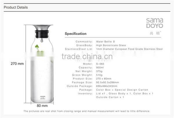 900ml Samadoyo borosilicate glass lemon bottle Guangzhou manufacturer