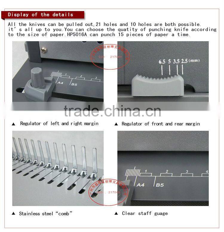 Plastic comb ring binder machine
