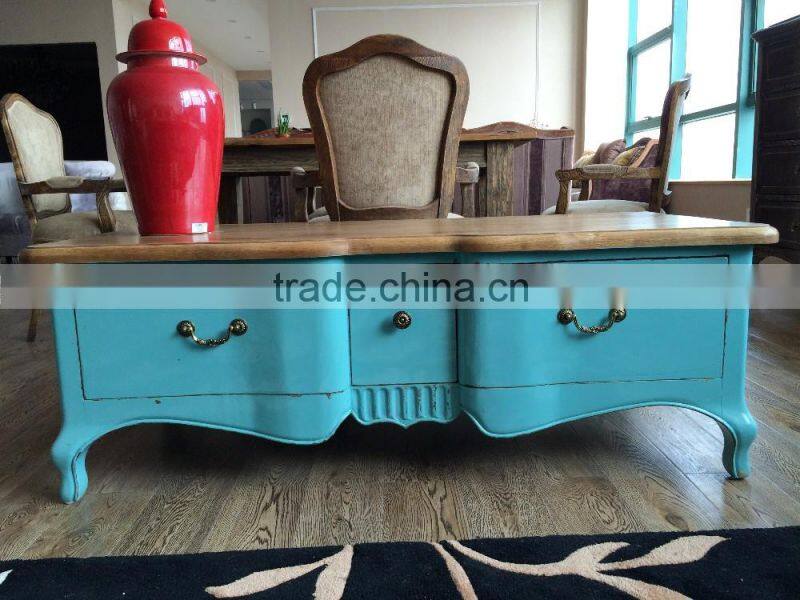 Home Furniture General Use blue Antique 2 drawers French table
