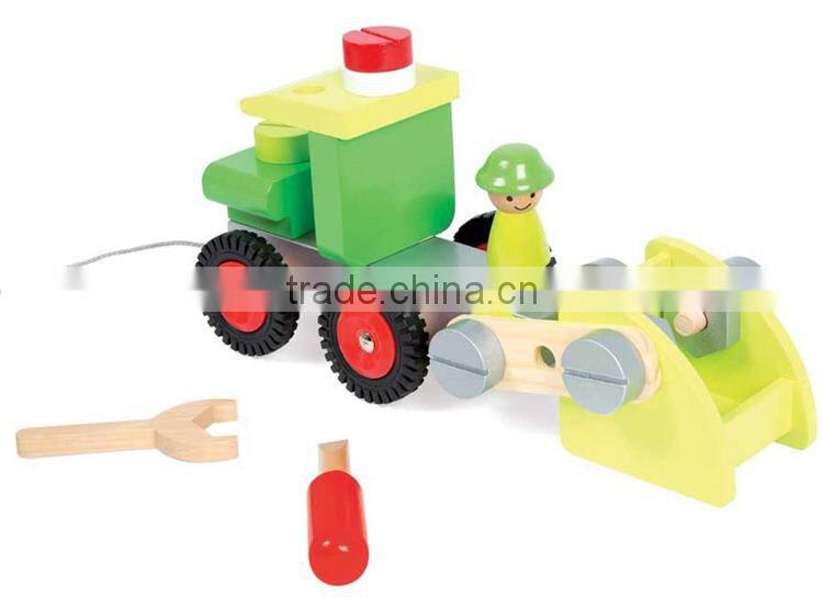 new item wooden tractor toy OEM creative wooden tractor kids combination toys EZ5104