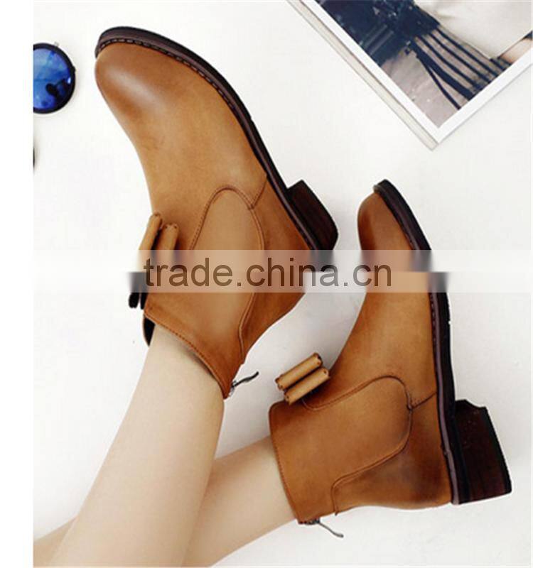 Cute young girls bowknot Lustrascarpe colore brown hiking 2.5cm boots