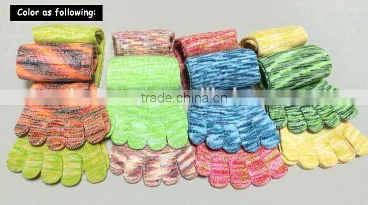 breathable colorful mix blend yarn bamboo five toe socks