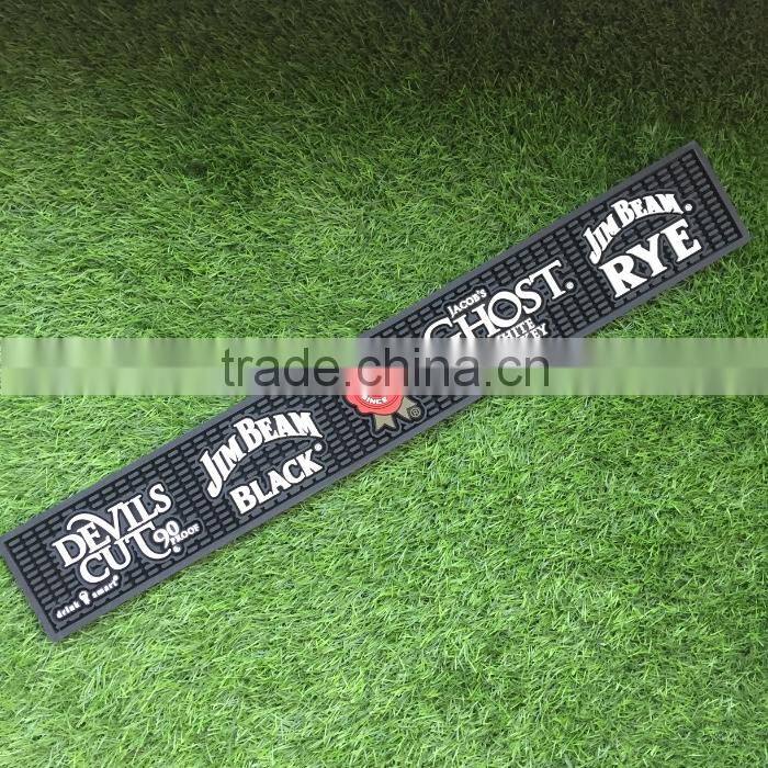 designated logo soft plastic PVC bar runner non slip bar rail mats