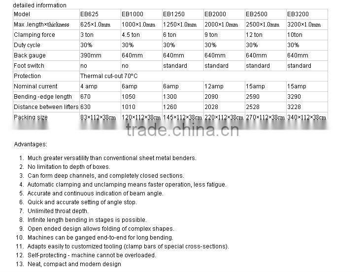 Manufacturer of Magnetic bending machine EB625 EB1000 EB1250 EB2500 EB3200