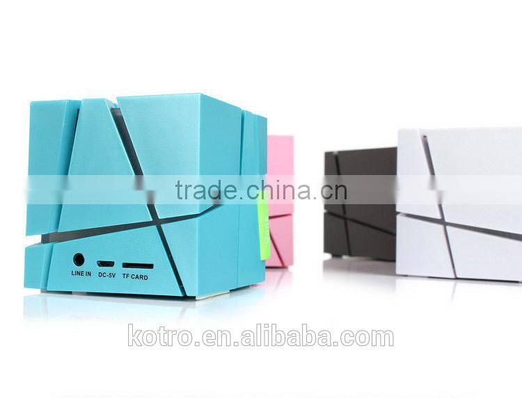 Unique Promotional Gift Qnoe AUX 2 Bass Speaker TF card FM Radio MIC Handsfree LED Speaker 3W Square LED Bluetooth Speaker