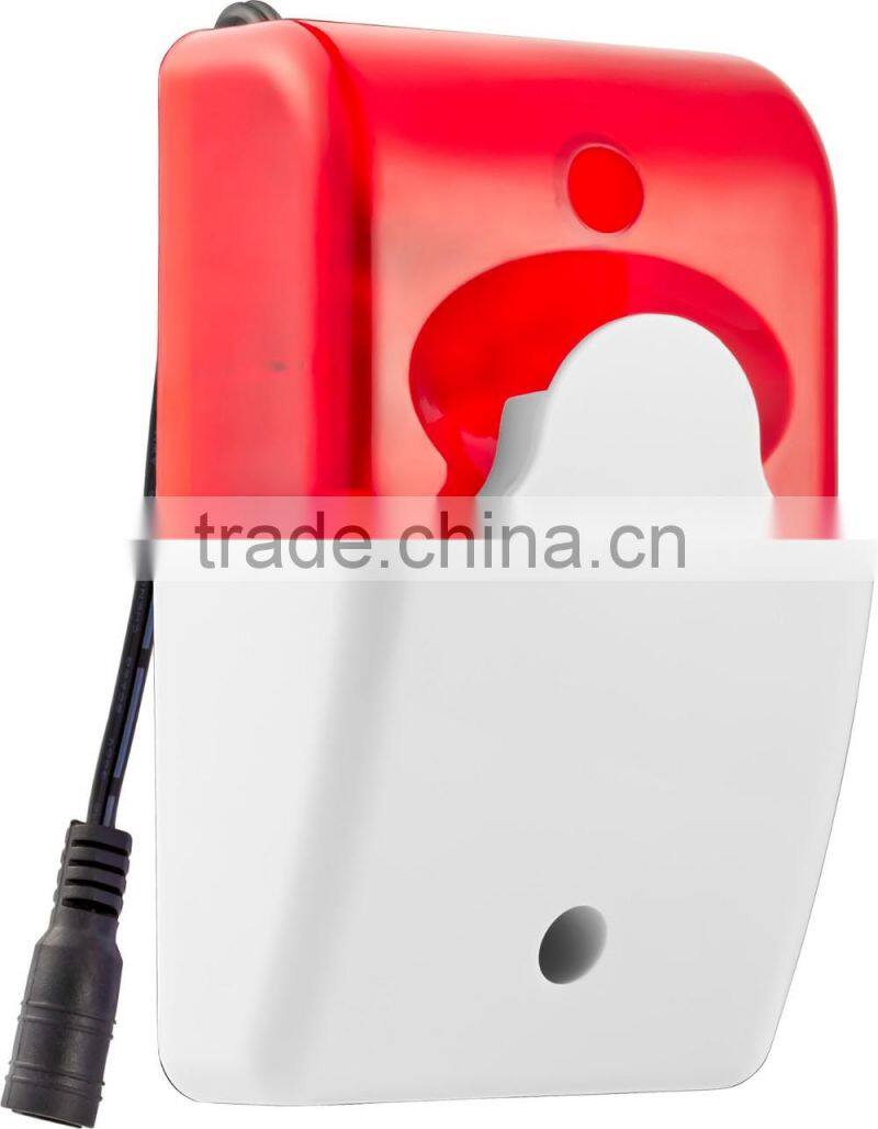 Best price 105db red-white sound output DC powerd wired flash light siren for security alarm system