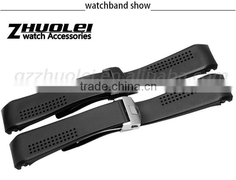 New Arrival Waterproof Black Silicone Rubber WristWatch watch Strap Band Replacement 22mm