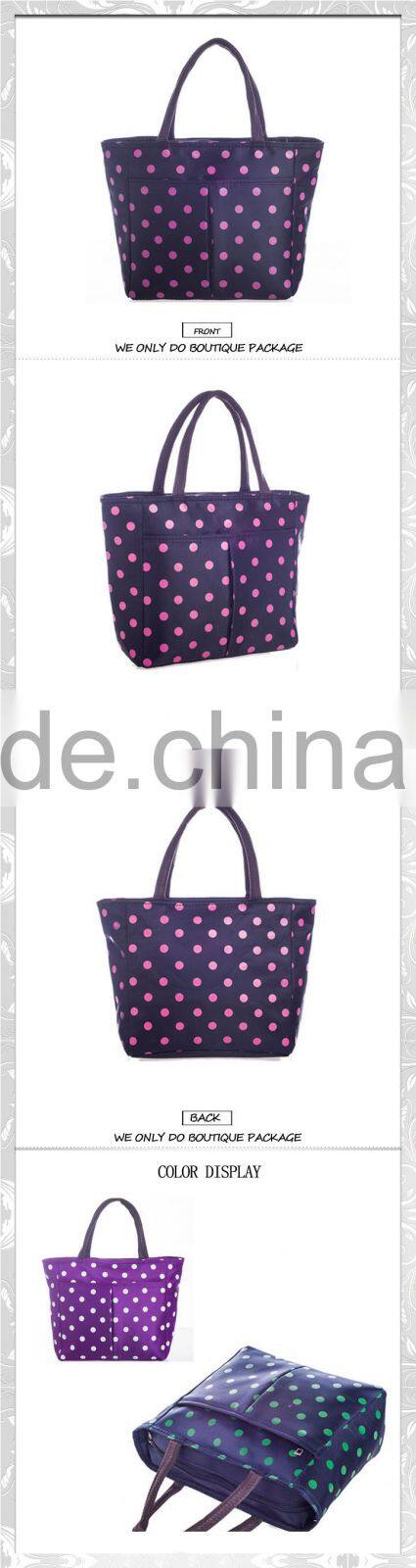 Fashion Wave Point Waterproof Shopping Tote Bag, Shopping Handbag, Mommy Bag