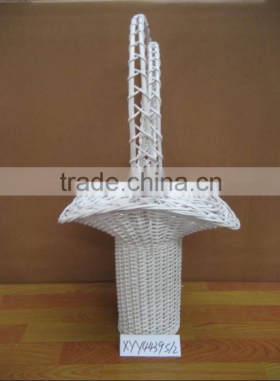 beautiful desigh a set of 2 pcs white wicker flower baskets