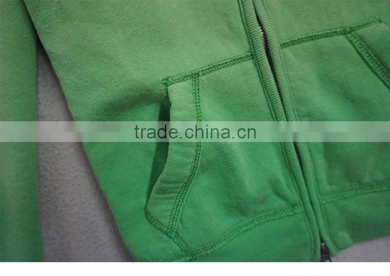 Freshing green girl's longsleeves cheap hooded sweatshirts hoodie wholesale