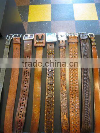 Leather Belts,Mens Hand Tooled Branded Leather Belts