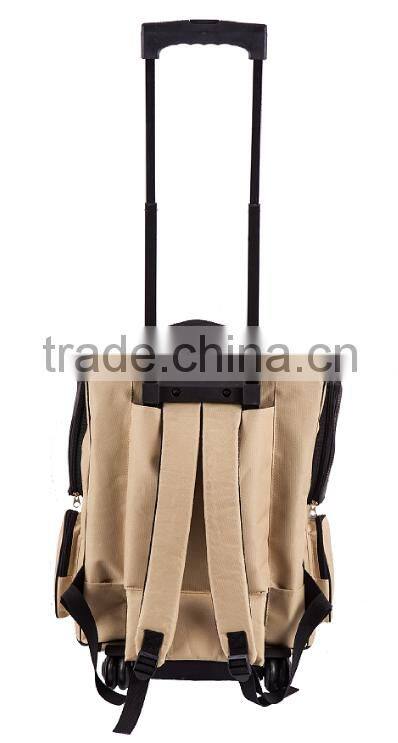 Backpack on wheels Pet Travel Rolling Carrier Backpack Luggage on Wheels with mat