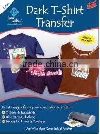 220G Dark T-shirt iron-on inkjet heat transfer paper.Transfer photo on material, which has cotton more than 50%