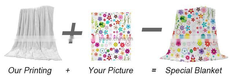 2016 fashion customize heat transfer printed flannel blanket