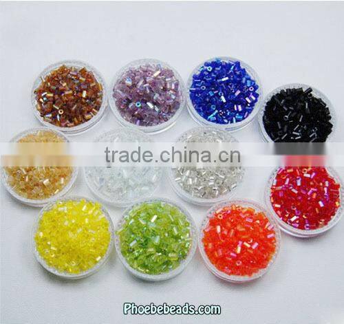 Wholesale Latest Popular Red Rainbow Glass Bugle Beads Trim In Bulk GSB-2RB03
