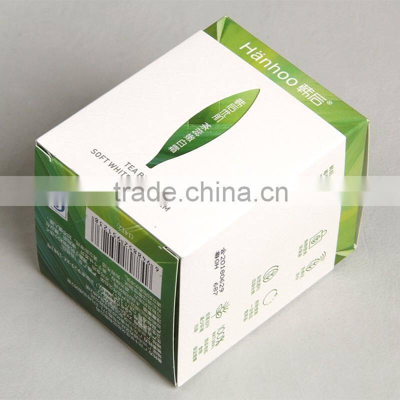 Embossed paper printed for tea bud soft whitening cream cosmetic packaging box