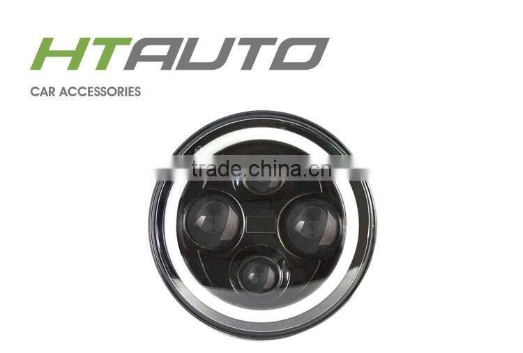 HTAUTO 7" 40W 10-30V Round Hi/Lo Beam Motorcycle Headlight Lamp For Wrangler Jeep Led Driving Offroad Light
