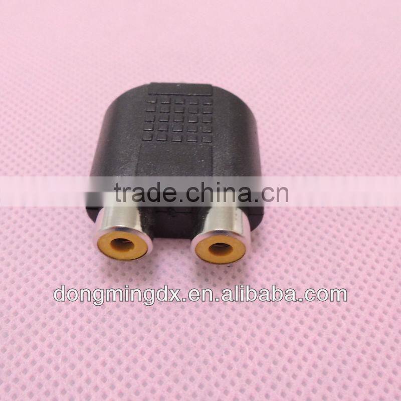 Audio system black 3.5 female to RCA female connector adapter 2 to 1