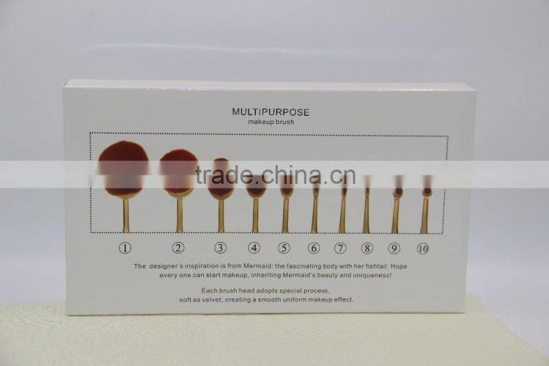 Factory directly super soft black rose gold oval makeup brush 10pcs with rose gold package