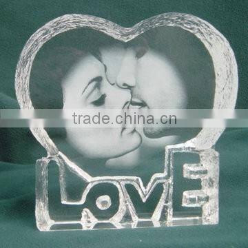 3d laser engraved logo crystal block for customized sport souvenirs or office decoration
