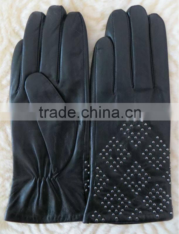 2016 ethiopian sheepskin ladies black gloves for the cold