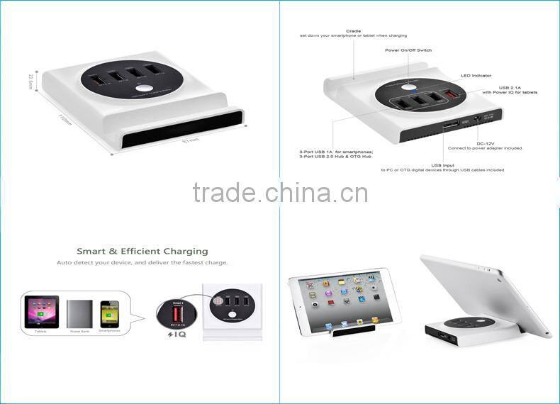 4 ports usb 2.0 hub multi phone charging station with OTG function