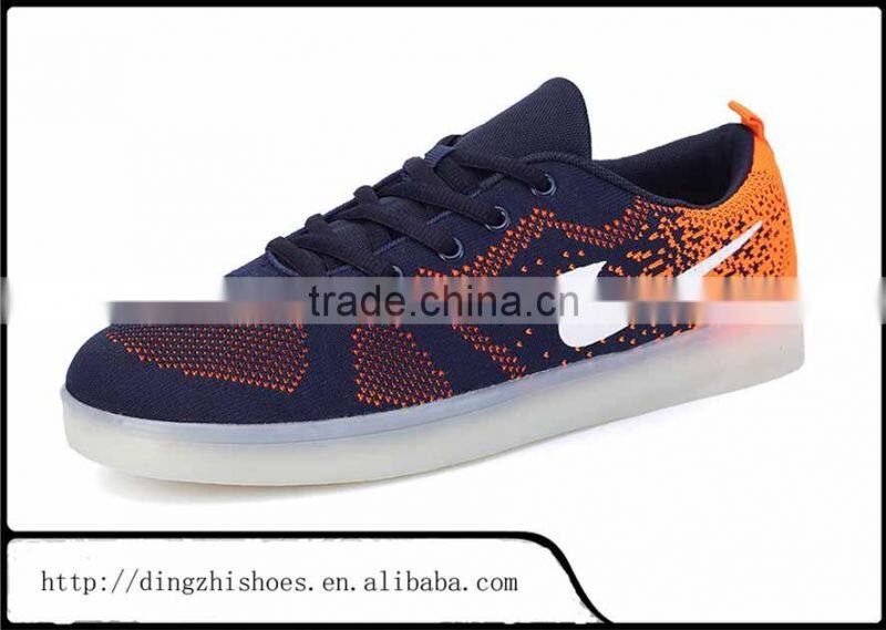 Hot selling led flyknit light sneaker shoes.weave sneaker led light up adult sneaker