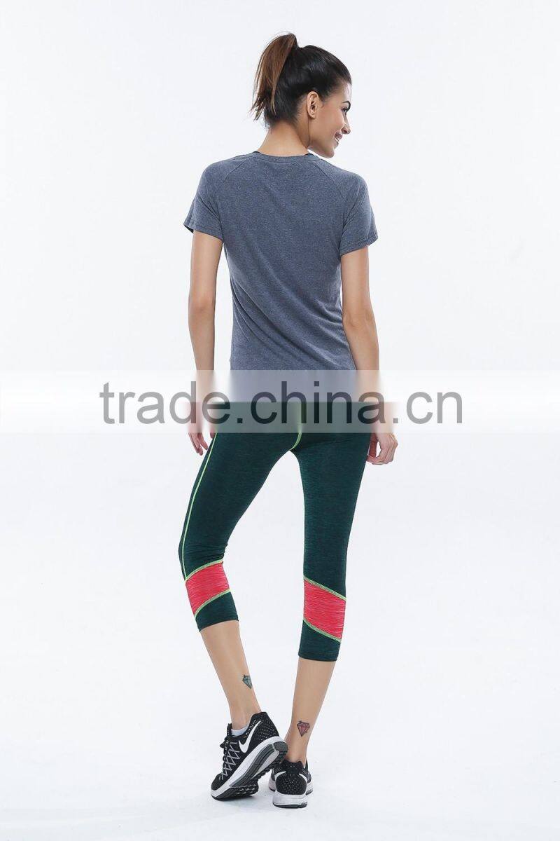 Soft jersey short sleeve and capris yoga wear women wholesale yoga wear