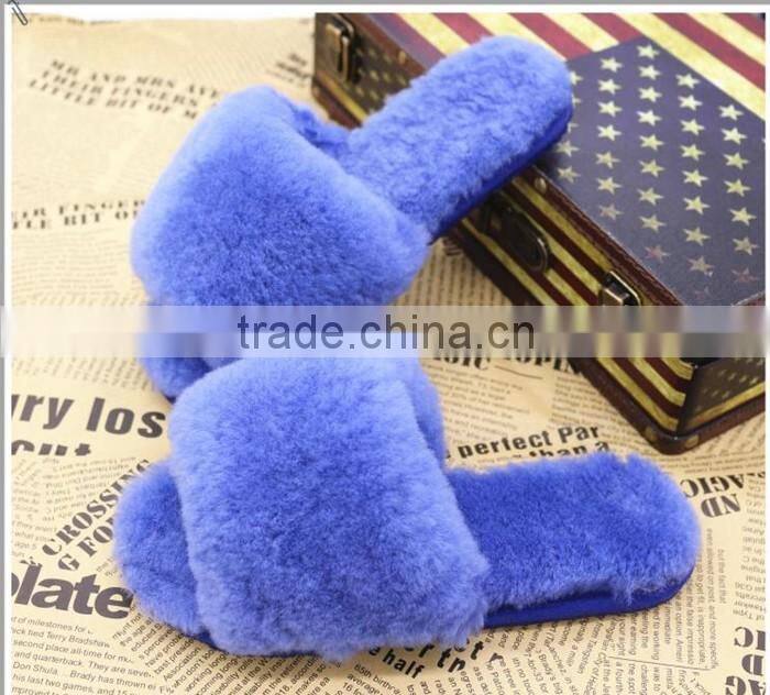 Hot Wholesale Sheepskin Slippers Rex Rabbit Fur Lined Slippers